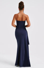 Olivia Manning | Strapless Ruched Side Slit Maxi Dress