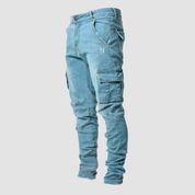 Crispin Alvareau | Men's Stretch Cargo Jeans Ice Blue Denim