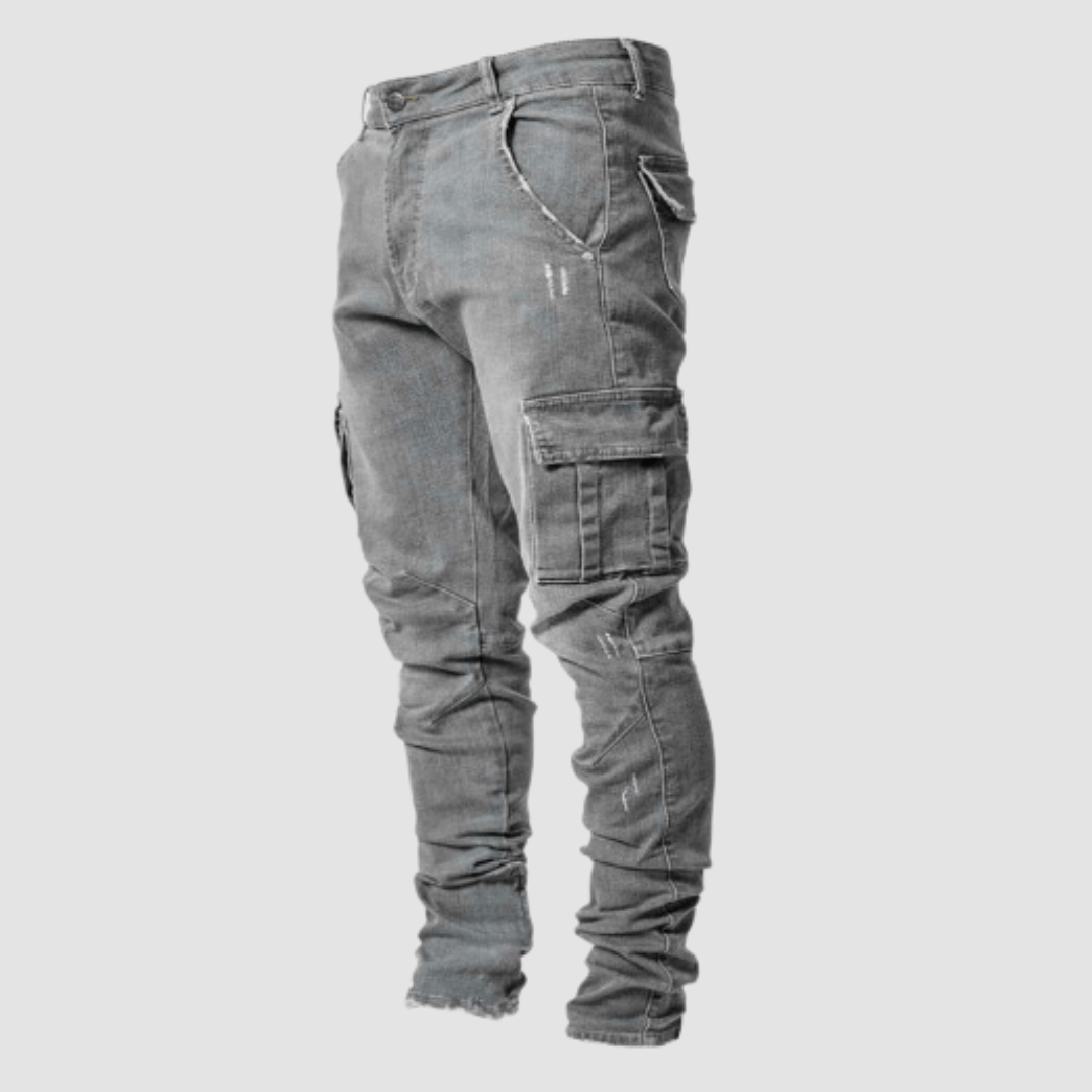 Crispin Alvareau | Men's Stretch Cargo Jeans Ice Blue Denim