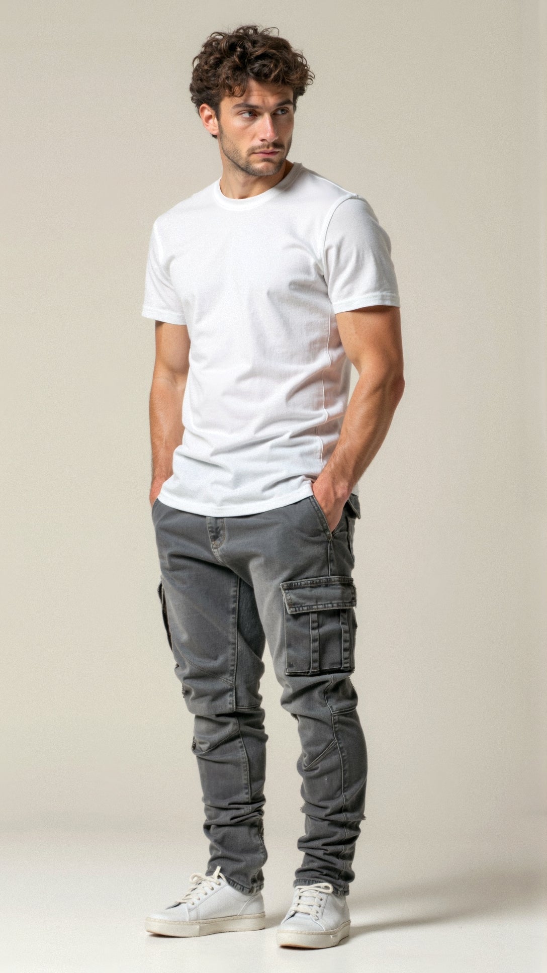 Crispin Alvareau | Men's Stretch Cargo Jeans Ice Blue Denim