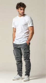 Crispin Alvareau | Men's Stretch Cargo Jeans Ice Blue Denim