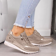 Camille Laurent | Orthopedic Zip Sneakers For Women – Silver Shimmer