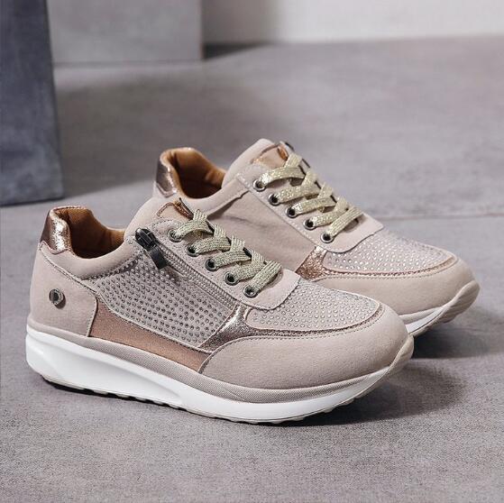 Camille Laurent | Orthopedic Zip Sneakers For Women – Silver Shimmer