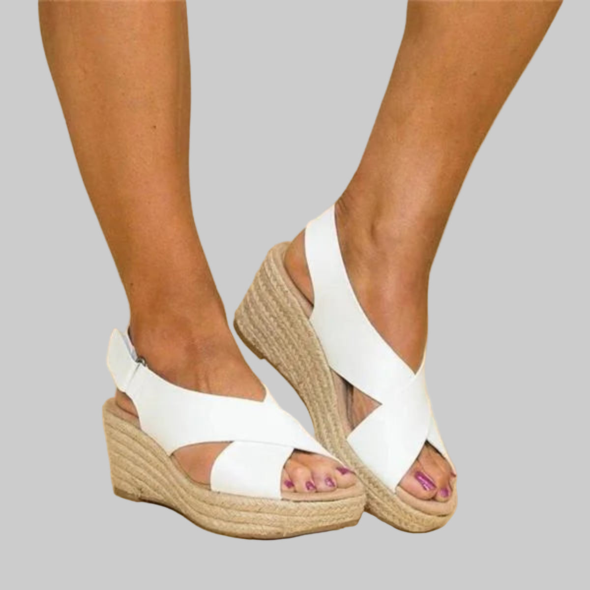 Kendra Whitfield | Cross-Strap Wedge Sandals