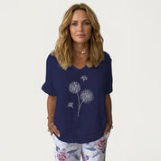 Ottilie Marchmont | Linen Blend Blouse With Dandelion Print
