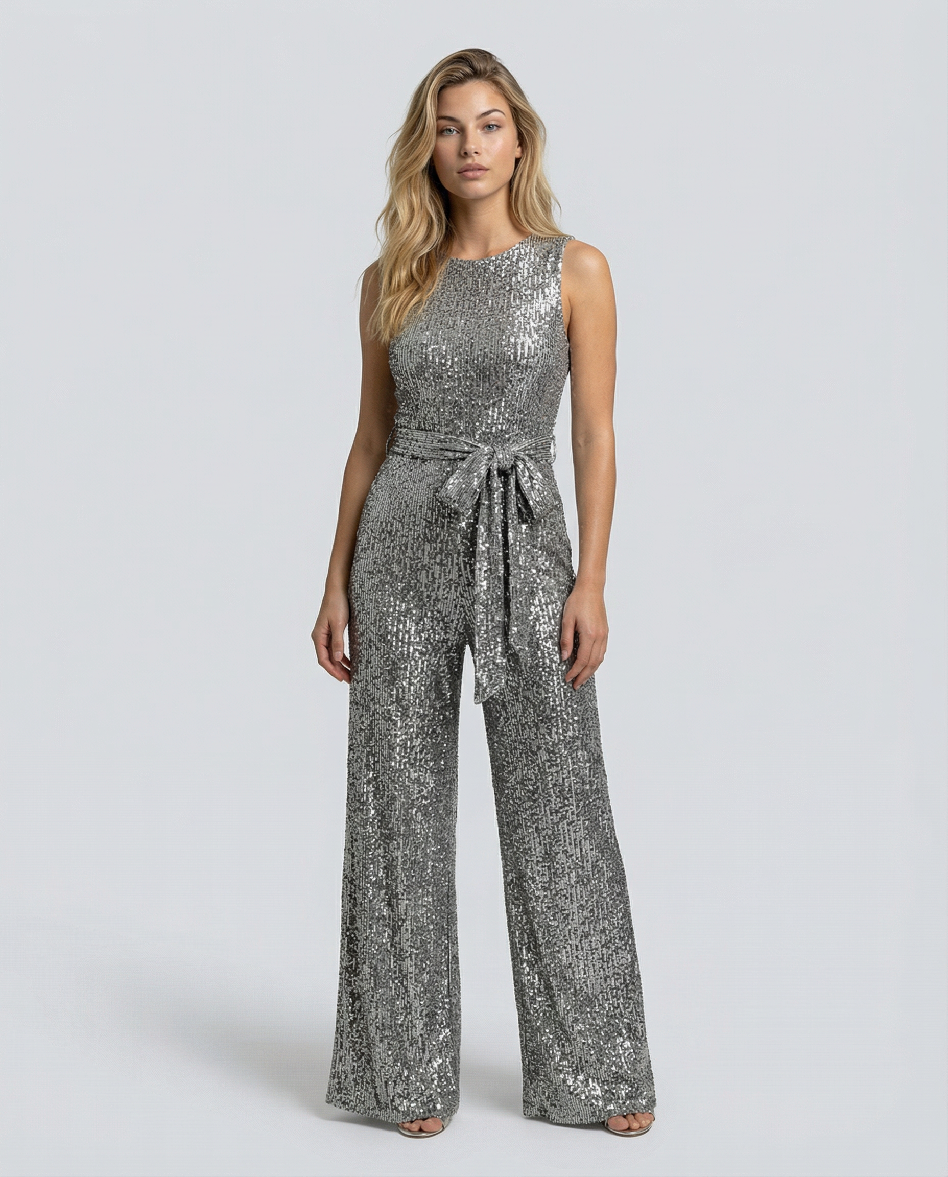 Georgiana Hill | Gold Sequin Wide-Leg Evening Jumpsuit