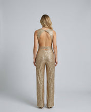 Georgiana Hill | Gold Sequin Wide-Leg Evening Jumpsuit