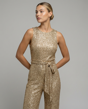 Georgiana Hill | Gold Sequin Wide-Leg Evening Jumpsuit