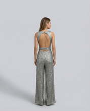 Georgiana Hill | Gold Sequin Wide-Leg Evening Jumpsuit