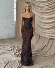Arabella Hughes | Embroidered Mermaid Maxi Dress in Gold Champagne