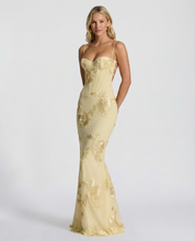 Arabella Hughes | Embroidered Mermaid Maxi Dress in Gold Champagne