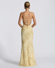 Arabella Hughes | Embroidered Mermaid Maxi Dress in Gold Champagne