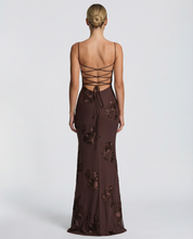 Arabella Hughes | Embroidered Mermaid Maxi Dress in Gold Champagne