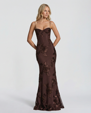 Arabella Hughes | Embroidered Mermaid Maxi Dress in Gold Champagne