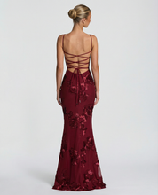 Arabella Hughes | Embroidered Mermaid Maxi Dress in Gold Champagne