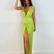 Amelia Dufresne | Plunging V-Neck Twist Maxi Dress