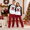 Cocoa Frost | Pyjamas de Noël rouges à carreaux et imprimé rennes pour homme et femme / unisexes