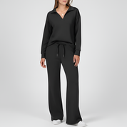 Penelope Dawson | V-neck Sweatshirt and Flared Pants Set