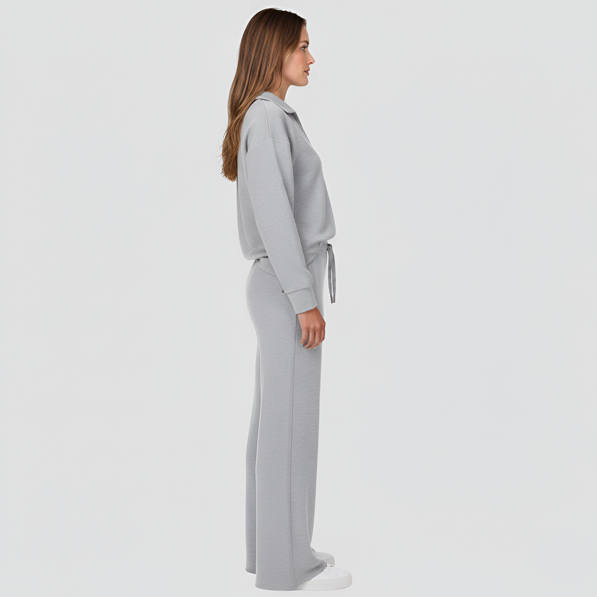 Penelope Dawson | V-neck Sweatshirt and Flared Pants Set