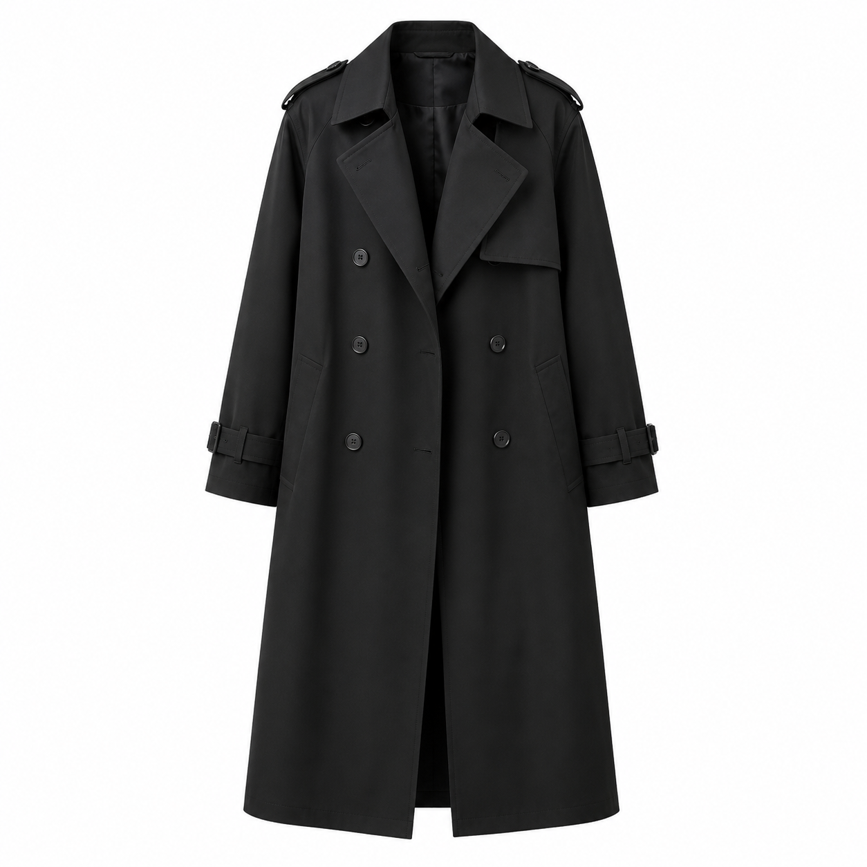 Philippa Edwards | Double-Breasted Trench Coat in Classic Black
