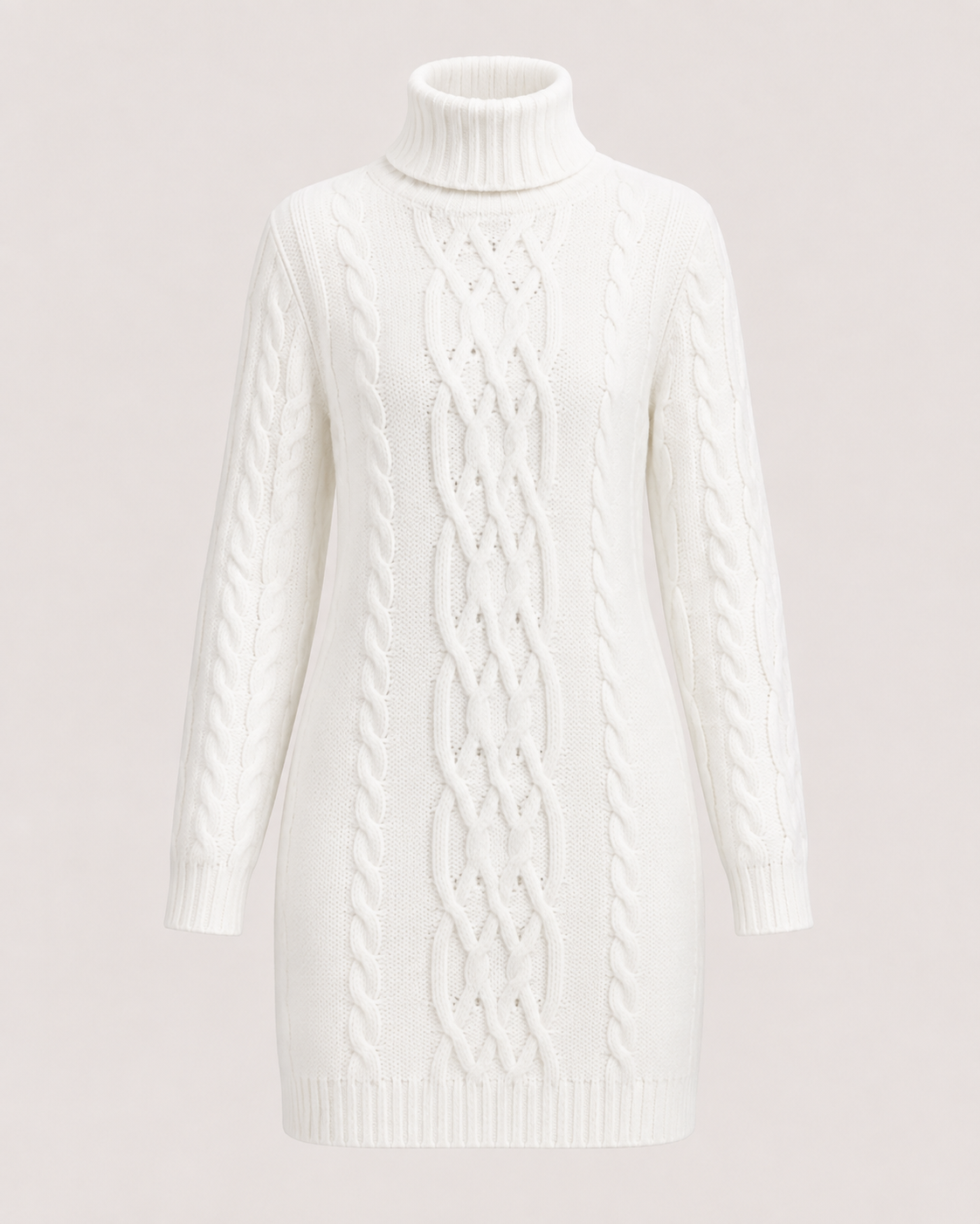 Phoebe Harrison | Cable-Textured Turtleneck Sweater Dress