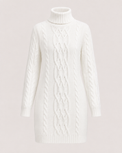 Phoebe Harrison | Cable-Textured Turtleneck Sweater Dress