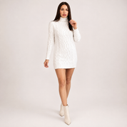 Phoebe Harrison | Cable-Textured Turtleneck Sweater Dress