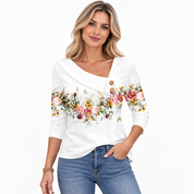 Phoebe Rowland | Floral Print Blouse With Asymmetric Collar