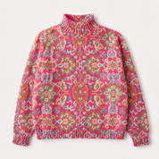 Phoebe Taylor | Pull en maille à col roulé fleuri avec imprimé botanique éclatant