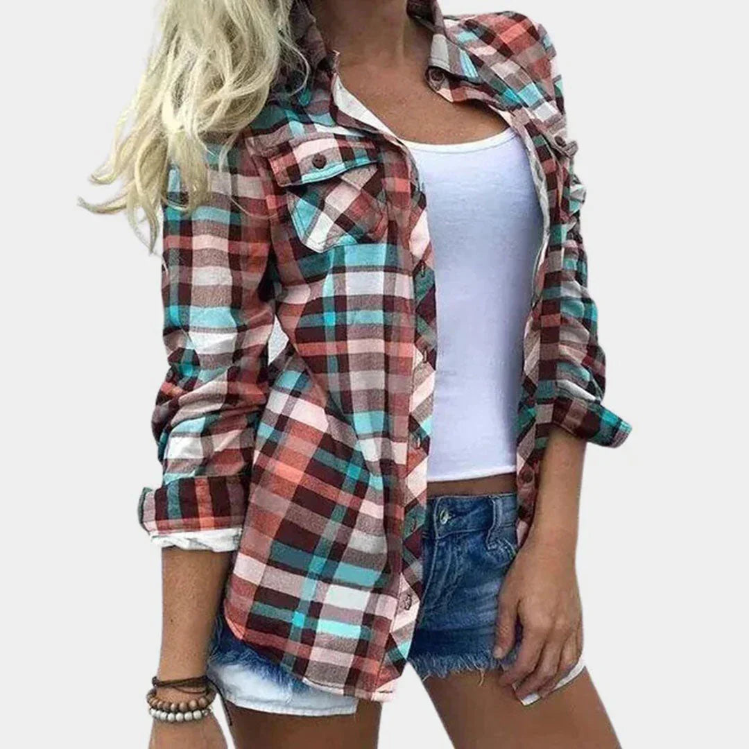 Nell Boothroyd | Plaid Button-Down Blouse With Chest Pocket