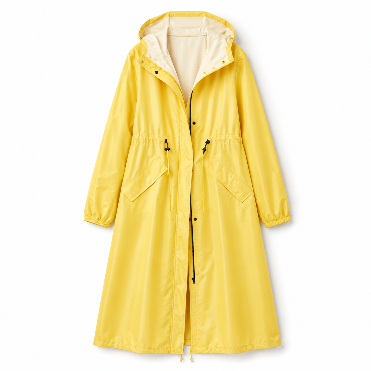 Poppy Evans | Imperméable mi-long à capuche pour femme, jaune soleil