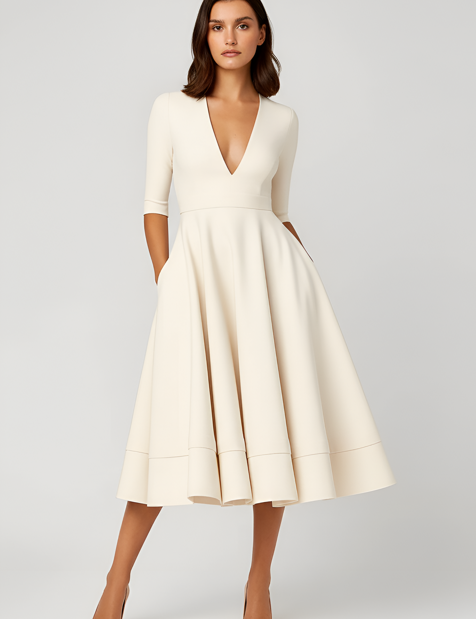 Quinn Sinclair | V-neck Midi Wedding Dress