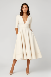 Quinn Sinclair | V-neck Midi Wedding Dress