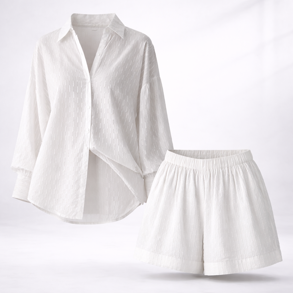 Quinn Whitmore | Embroidered Shirt & Shorts Set