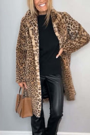 Clara Whitbyová | Kabát z umelej kožušiny s leopardím vzorom