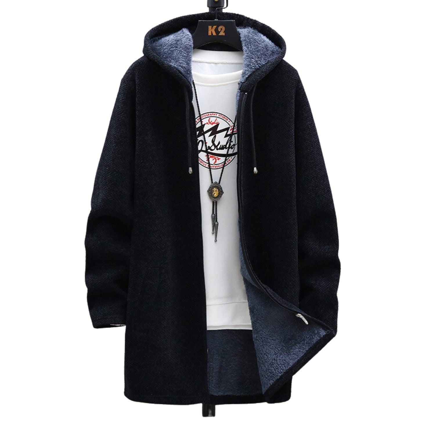 Reuben Stanhope | Longline Mens Jacket With Fleece-Lined Hood