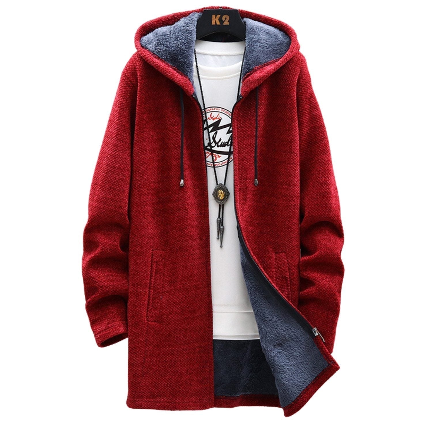 Reuben Stanhope | Longline Mens Jacket With Fleece-Lined Hood