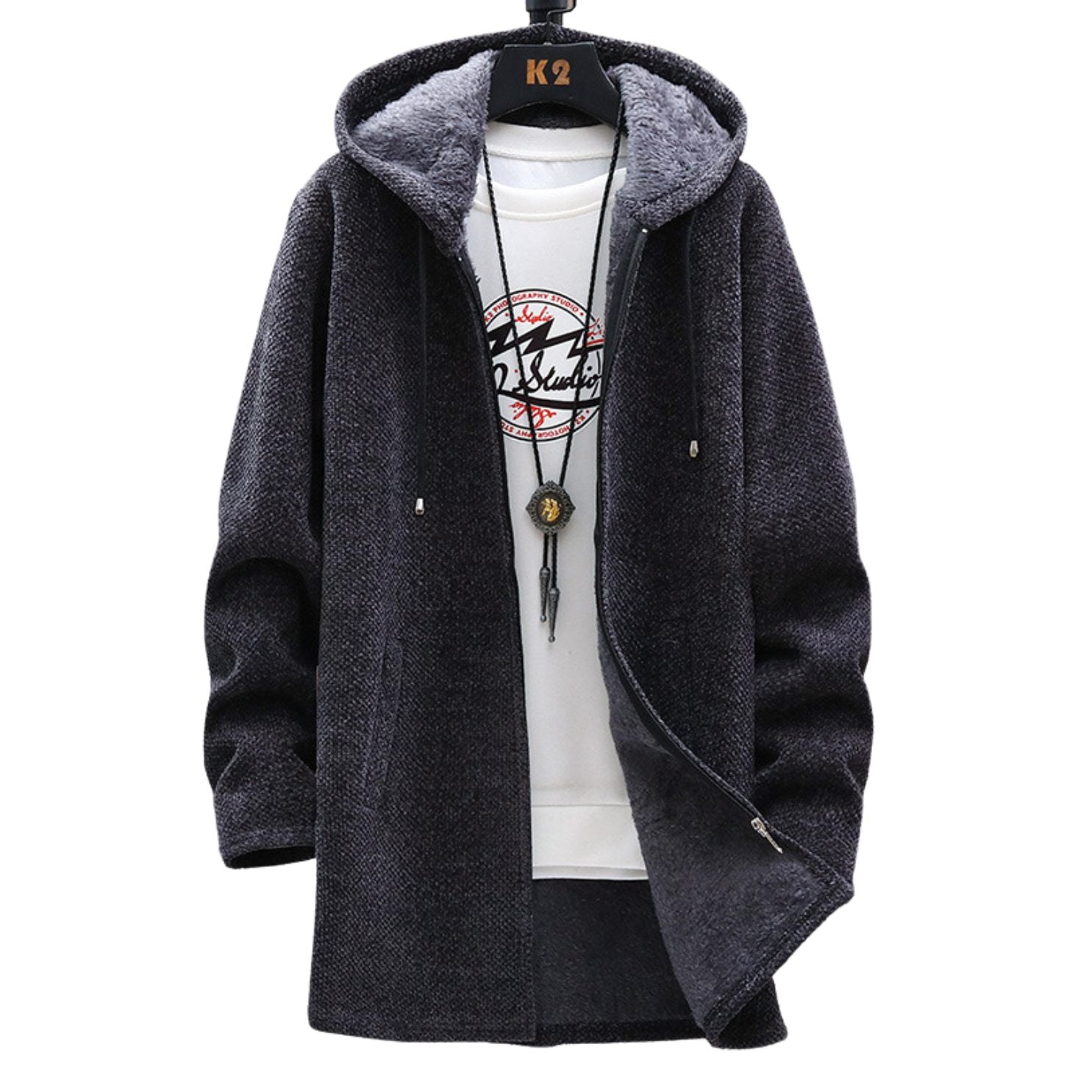 Reuben Stanhope | Longline Mens Jacket With Fleece-Lined Hood