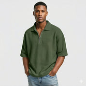 Raffaele Kensington | Textured Zip Collar Polo Shirt For Men