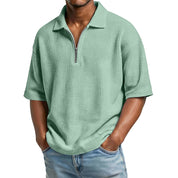 Raffaele Kensington | Textured Zip Collar Polo Shirt For Men