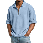 Raffaele Kensington | Textured Zip Collar Polo Shirt For Men