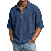 Raffaele Kensington | Textured Zip Collar Polo Shirt For Men
