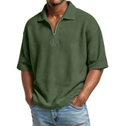 Raffaele Kensington | Textured Zip Collar Polo Shirt For Men
