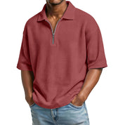 Raffaele Kensington | Textured Zip Collar Polo Shirt For Men