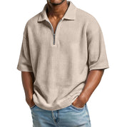 Raffaele Kensington | Textured Zip Collar Polo Shirt For Men