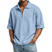 Raffaele Kensington | Textured Zip Collar Polo Shirt For Men