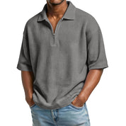 Raffaele Kensington | Textured Zip Collar Polo Shirt For Men