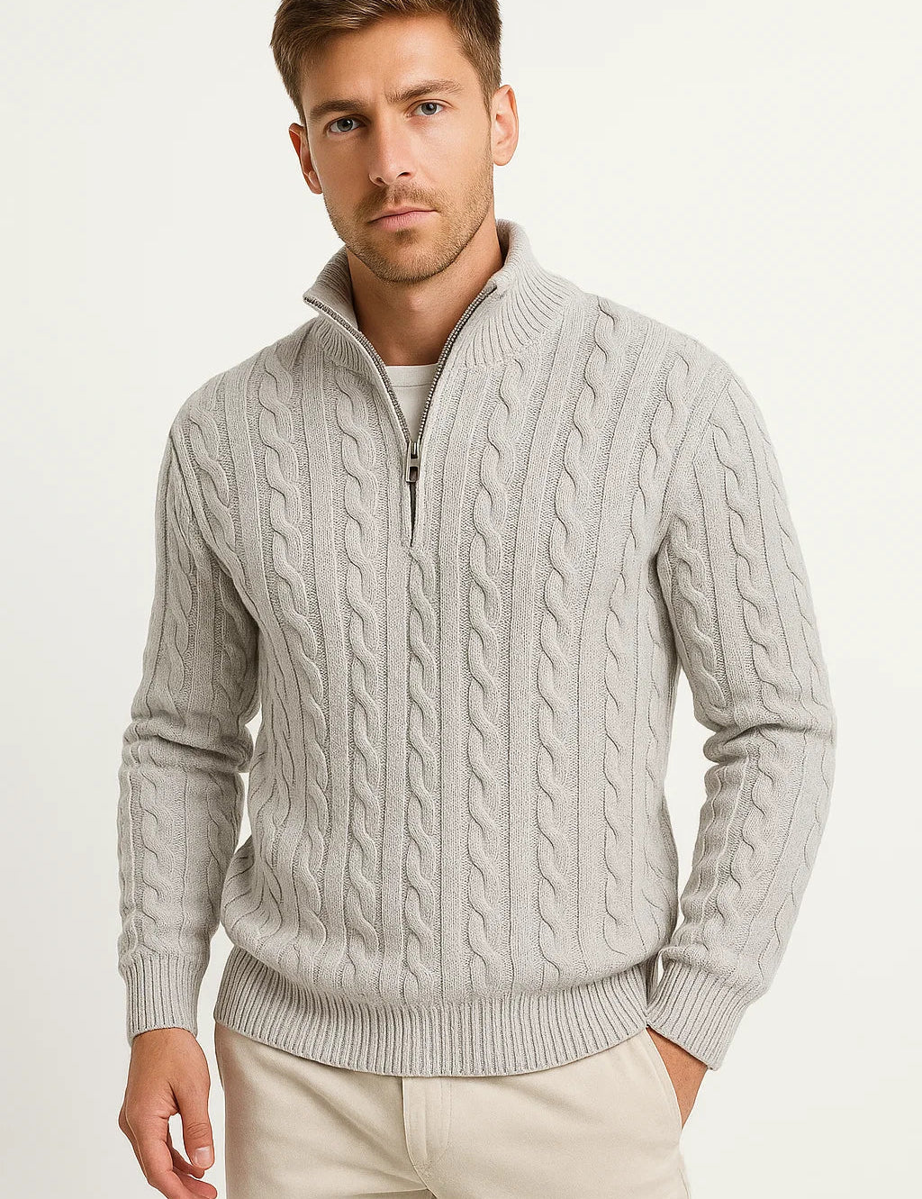 Raphael Chevalier | Zip Neck Knitted Sweater For Men