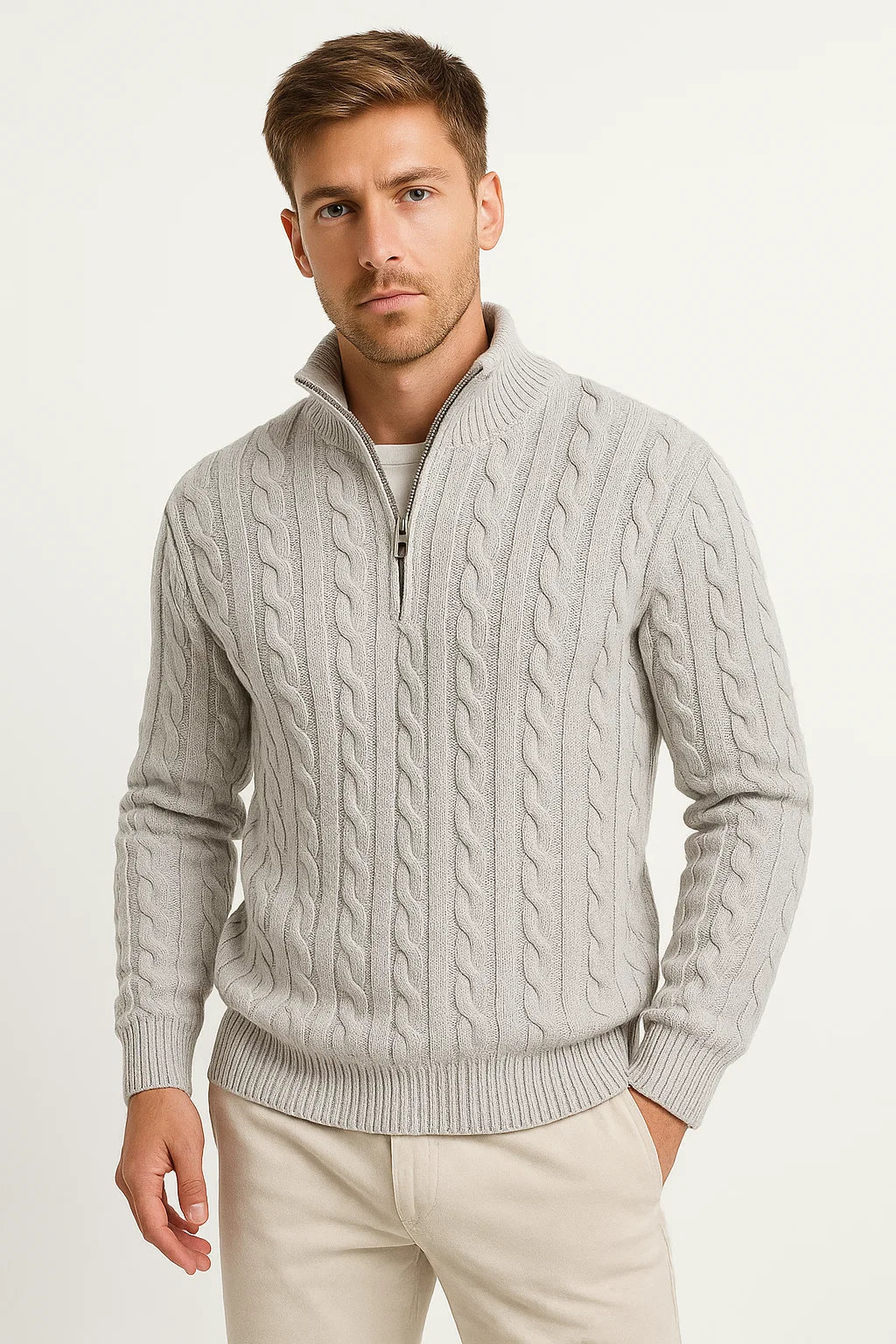 Raphael Chevalier | Zip Neck Knitted Sweater For Men