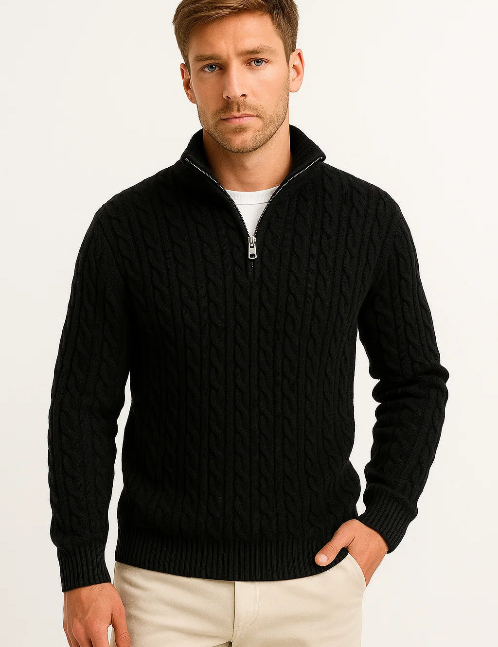Raphael Chevalier | Zip Neck Knitted Sweater For Men